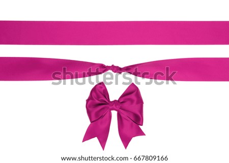 Set of ribbon pink beautiful bows on white background