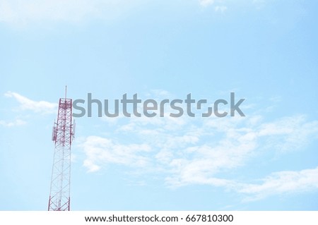 Cell phone antenna tower, Signal Tower with blue sky and clouds background