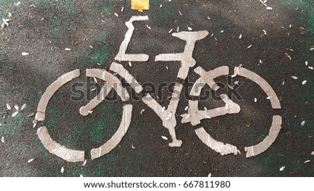 bicycle symbol on street with flower