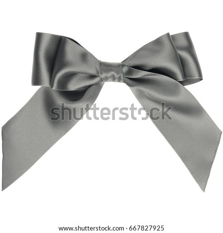 Single gray bow with tails isolated on white