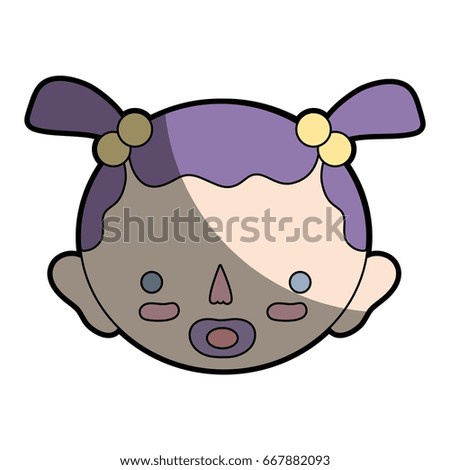 baby girl head with pacifier and hairstyle