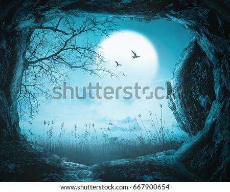 Halloween night background - 3D illustration