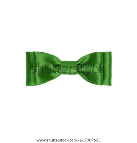 Single gift bow, green color, on white background