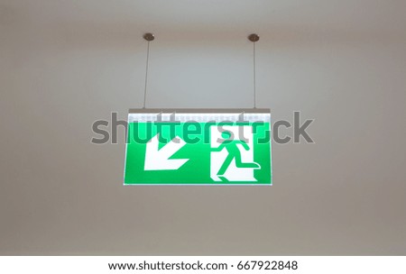 emergency exit sign in the roof