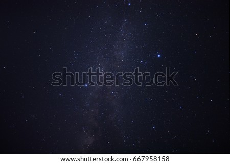 Milky way galaxy. Long exposure photograph.With grain