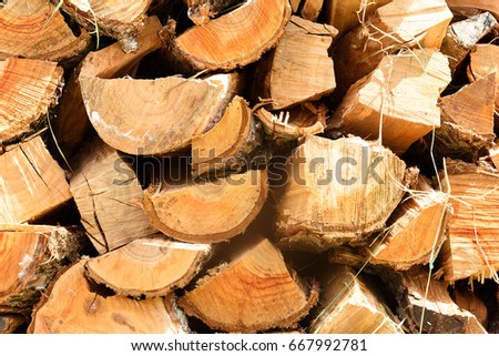 Pile of old firewood for background