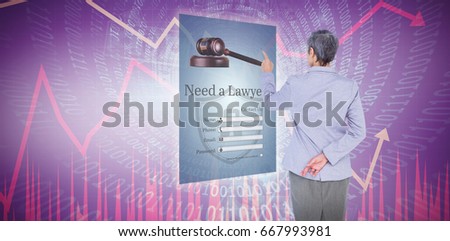Businesswoman pointing against stocks and shares