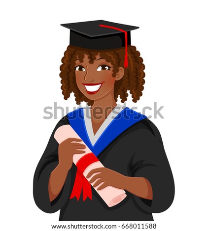 young colored skinned woman graduating college