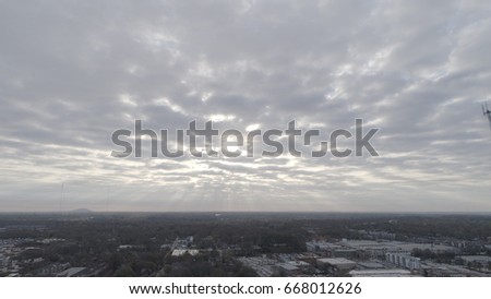 Atlanta, Georgia in the Early Morning - Sun Peers Through (Aerial View)