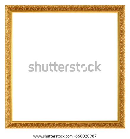 Gold frame Elegant vintage Isolated on white background.