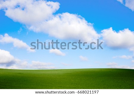 green grass and blue sky with white clouds