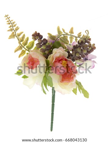 beautiful artificial flower bouquet isolated on white background