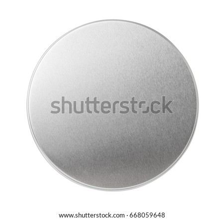 Metal lid of jar isolated on white. Top view. Royalty-Free Stock Photo #668059648