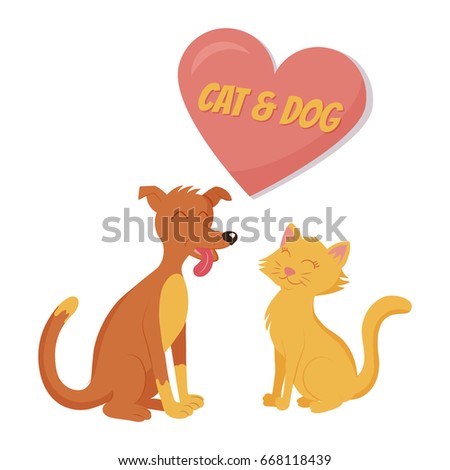 vector cat and dog illustration, isolated background