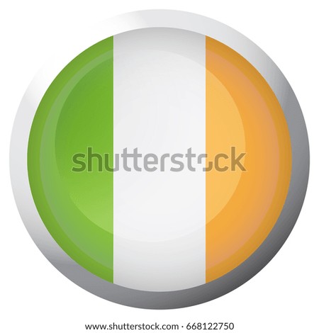 Isolated flag of Ireland on a button, Vector illustration