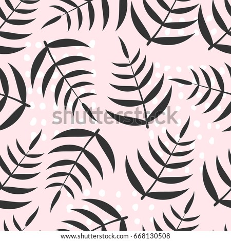 Tree branch trendy seamless pattern with hand drawn elements. Great for fabric, textile Vector Illustration.