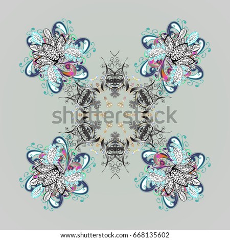 Christmas frame with abstract snowflakes and dots on background. Vector illustration. Snowflake frame.