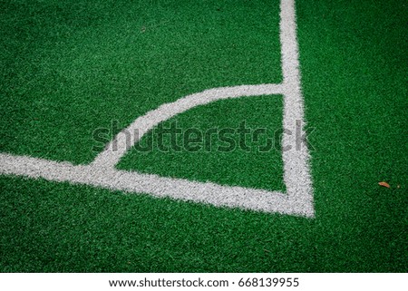 Corner(White stripe) on the green soccer field