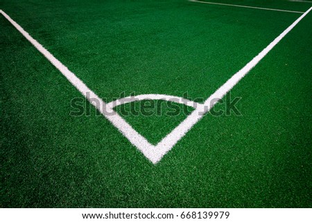 Corner(White stripe) on the green soccer field
