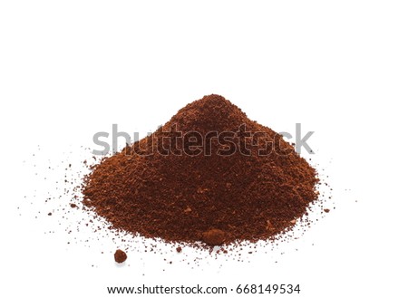 Pile of powdered, instant coffee isolated on white background