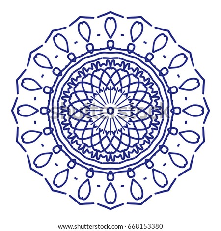 floral Mandala decorative ornament. Vector illustration. for coloring book, greeting card, invitation, tattoo. Anti-stress therapy pattern.