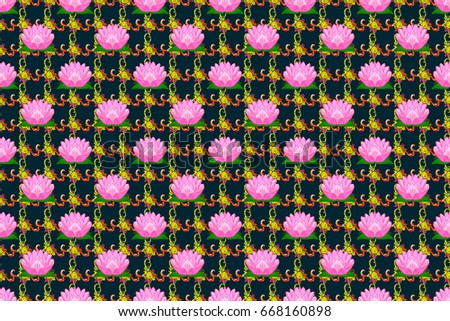 Raster illustration of flowers. Seamless pattern with flowers on motley background.