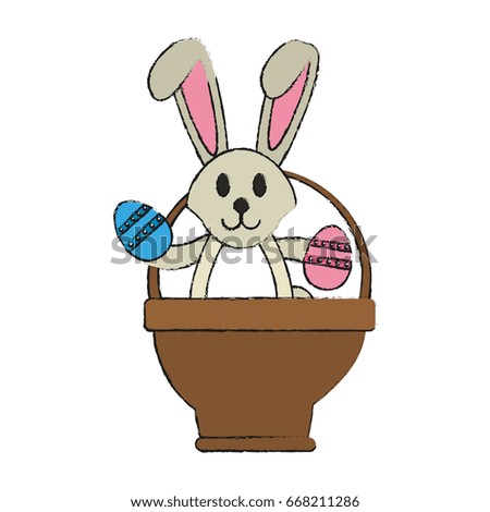 bunny or rabbit with egg and basket easter related icon image 