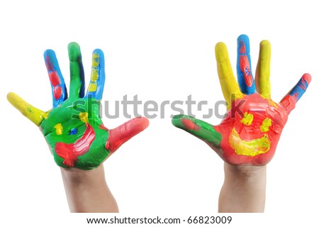 Hand Painted Child. Isolated on white background