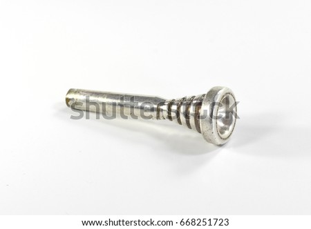 mouthpiece of trumpet on white background
