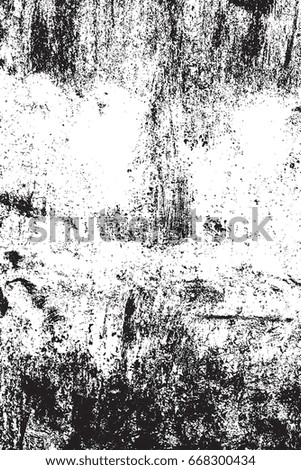 Distressed urban black overlay texture. Grunge dark grainy messy background. Dirty empty used cover template. Ink brushed renovate wall backdrop. Insane aging design element. EPS10 vector.