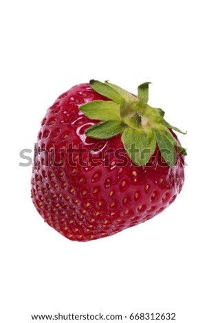 Strawberry isolated on white background. Low resolution (96dpi). Macro multi stack photography.