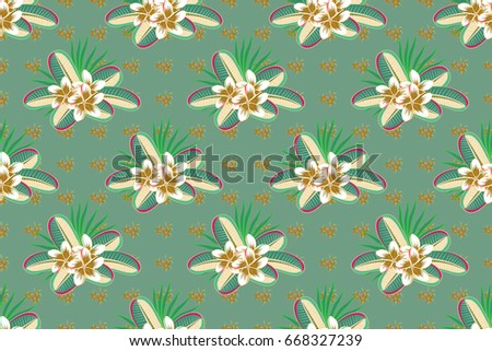 Abstract floral background. Raster sketch of many abstract colored flowers. Hand drawn flower illustration.