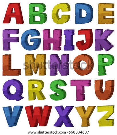 Font design for english alphabets illustration