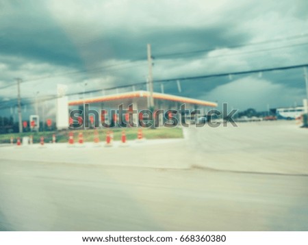 Blurred gas station