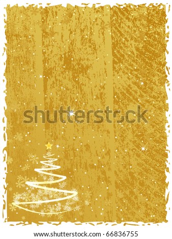 Abstract Christmas tree on the beige splotchy background