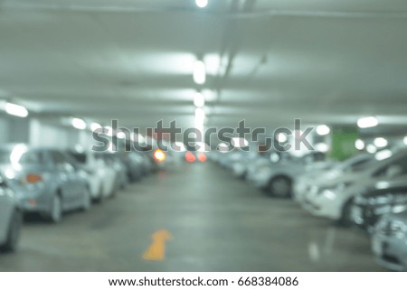 Car parking lot interior blur background 