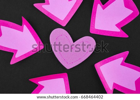 Health care background with heart and arrow signals. Valentine day