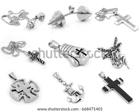 Pendants for woman and man - Large set - One color background
