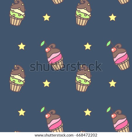 vector seamless pattern. Sweets time concept. 084