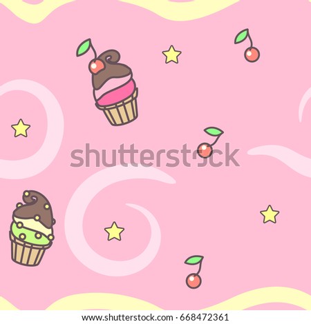vector seamless pattern. Sweets time concept. 079