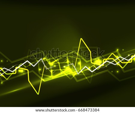 Neon yellow lightning vector background template