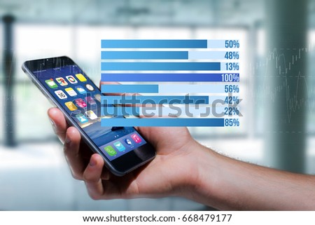 View of a Business stats displayed as graph on a futuristic interface - Business concept