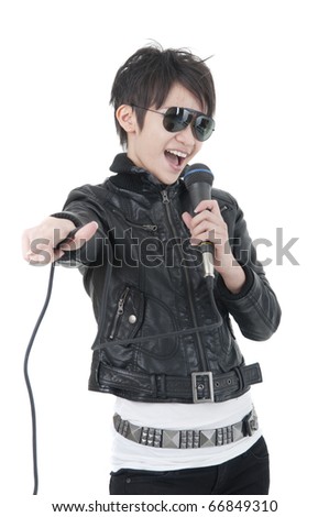 asian rock star with isolated white background