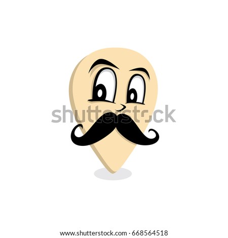 mustache gentleman map pin locator - hipster chef guy logo logotype vector art