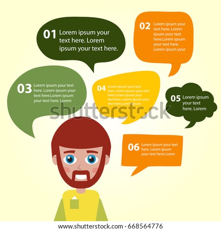 Person icon with colorful dialog speech bubbles. Vector illustration for your cute design.