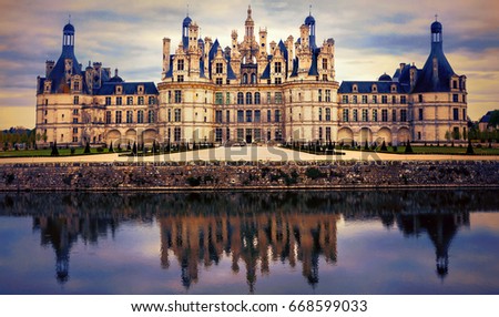 Chambord castle - greatest masterpiece of Renaissance architecture. France. Loire valley Royalty-Free Stock Photo #668599033