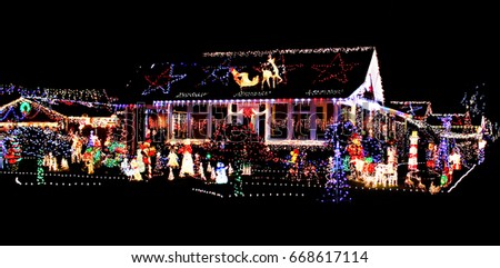 colorful Christmas lights on a house