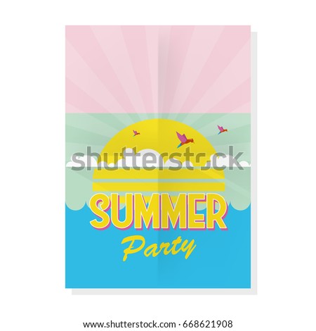 Summer Flyer or Brochure in Flat Style Design Vector