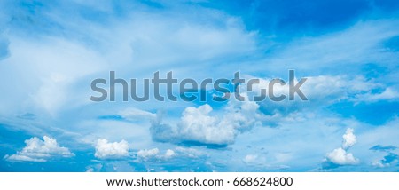 panorama image of blue sky and white cloud on day time for background usage(horizontal).