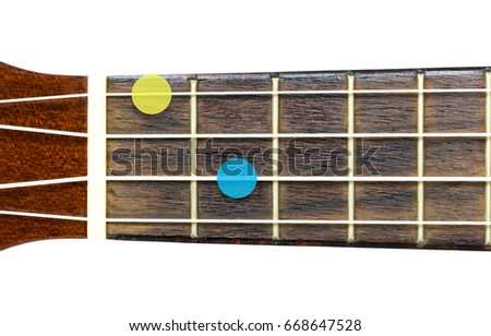 ukulele chord C9 on white background, isolate